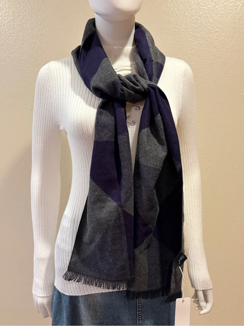 Acrylic Cashmere Scarf NEW Violet Blue Charcoal Grey Classic Preppy Academia